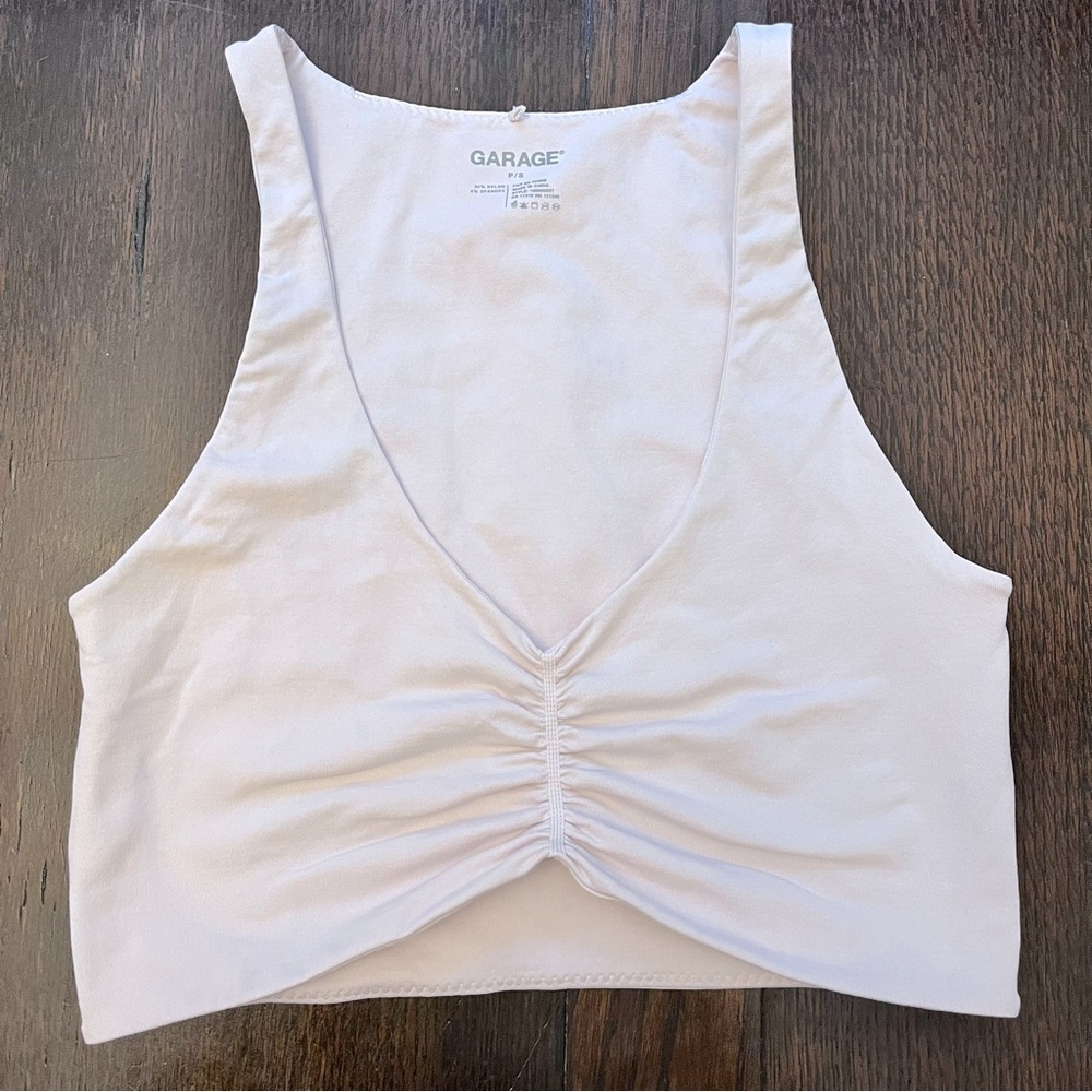 Garage Pink Deep V Neck Ruched Bralette Crop Tank size Small